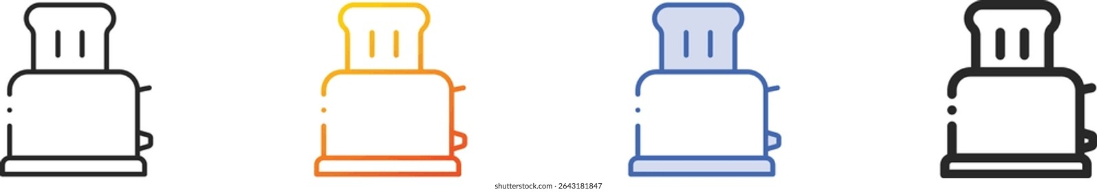 torradas icon.Thin Linear, gradiente, traçado azul e negrito Design estilo isolado no fundo branco