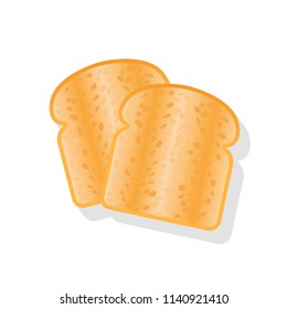 Toasts isolated on white background. Vector illustration flat design. Breakfast concept toast. Two slices of toast. Fried bread.