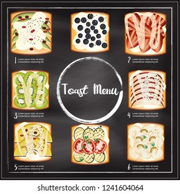 Toasts menu in chalkboard background