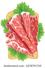 Toasts Draufsicht. Cartoon einzeln geröstetes Getreidebrot mit gesunden Schnitzeln. Sandwiches zum süßen Frühstück