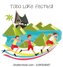 Toba Lake Festival. Competition, Event, Sport, Carnival, Sport celebration game party every year. Running competition