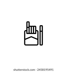 tobacco cigarette outline icon and illustration