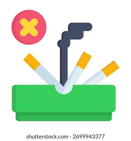 Ícone de Controle de Cigarro Ilustração Plana de Vetor