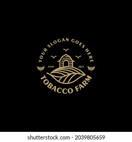 tobacco farm,vintage logo with line art, for business reference