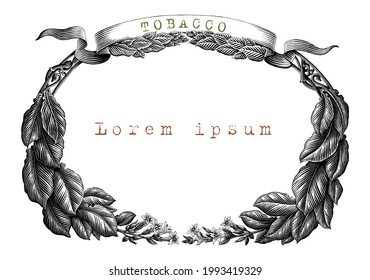 Tobacco frame hand draw vintage engraving style black and white clip art isolated on white background