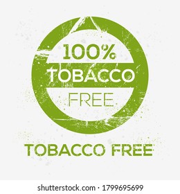 (Tobacco Free) Label Sign, Vector Illustration.