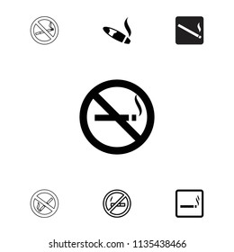 Tobacco icon. collection of 7 tobacco filled and outline icons such as smoking area, no smoking. editable tobacco icons for web and mobile.