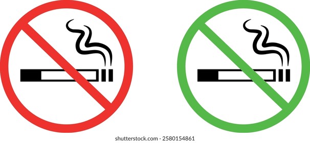 Tobacco icon. No Smoking and Smoking Attention Signs and Symbols. Isolated Symbols of Cigarette Restriction Symbols