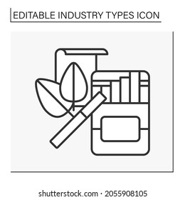  Tobacco industry line icon. Growth, preparation for sale, advertisement, and distribution of tobacco and tobacco-related products.Business concept. Isolated vector illustration. Editable stroke