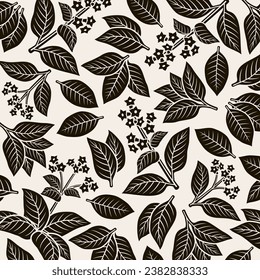 Tobacco leaf background, pattern set. Collection icon tobacco. Vector