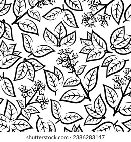 Tobacco leaf background, pattern set. Collection icon tobacco. Vector