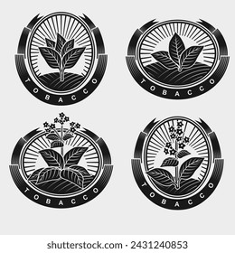 Tobacco leaf label and icon set. Collection icons tobacco. Vector