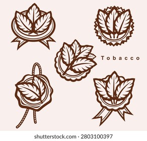 Tobacco leaf label and icon set. Collection icons tobacco. Vector