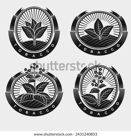 Tobacco leaf label and icon set. Collection icons tobacco. Vector