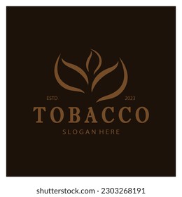 logotipo de la hoja de tabaco, campo de tabaco y logo del cigarrillo de tabaco. Con edición sencilla y sencilla.