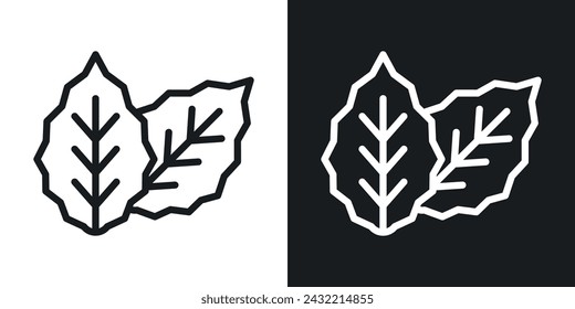 Tobacco Leaves Icon Designed in a Line Style on White background.