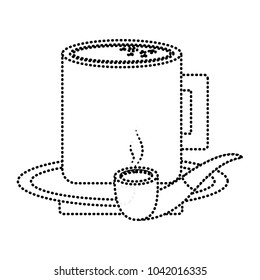 tobacco pipe and coffee cup in plate