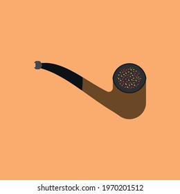 Tobacco pipe flat icon. Simple style Smoking pipe poster background symbol. Not smoke door sign. Logo design element. T-shirt printing. Vector for sticker.