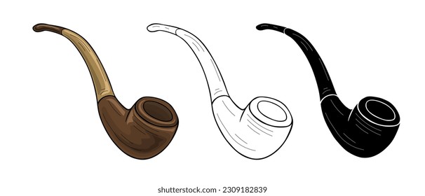 Tobacco pipe hand drawing vintage isolated on white background