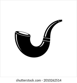 Tobacco Pipe Icon, Pipe Device To Smoke Tobacco Vector Art Illustration