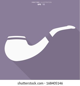tobacco pipe icon, hipster style, flat design