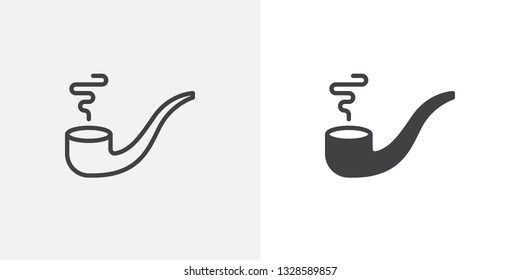 Tobacco pipe icon. line and glyph version, outline and filled vector sign. Smoking pipe linear and full pictogram. Symbol, logo illustration. Different style icons set