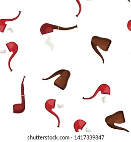 Tobacco Pipe Icon Seamless Pattern Vector. Smoke Cigar. Old Graphic Silhouette. Ash. Nicotine Addiction Object. Wooden Vintage Retro Classic Cigarette. Illustration