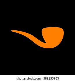 Tobacco pipe icon. Vector. Orange icon on black background. Fire.