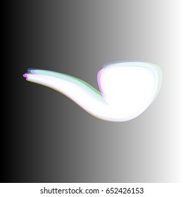 Tobacco pipe icon. Vector. White icon with colored contours on gradient background.