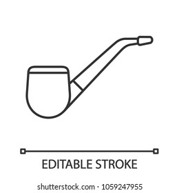 Tobacco pipe linear icon. Thin line illustration. Contour symbol. Vector isolated outline drawing. Editable stroke