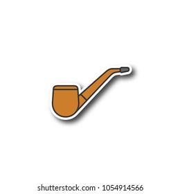 Tobacco pipe patch. Color sticker. Vector isolated illustration
