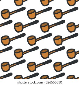 Tobacco pipe. Seamless pattern with hand drawn lit pipes. Doodle drawing. Vector illustration - swatch inside