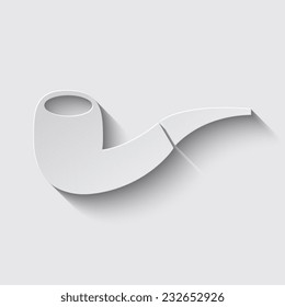 Tobacco pipe. Vector. with shadow on a grey background