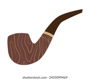 Tobacco pipe with wood texture. Isolated vector illustration for tobacco shop, barbershop or father's day design