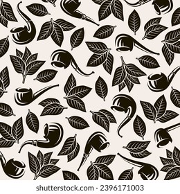 Tobacco pipes background, pattern set. Collection icon tobacco pipes. Vector