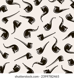 Tobacco pipes background, pattern set. Collection icon tobacco pipes. Vector