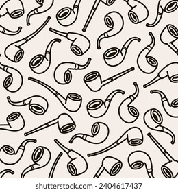Tobacco pipes background, pattern set. Collection icon tobacco pipes. Vector