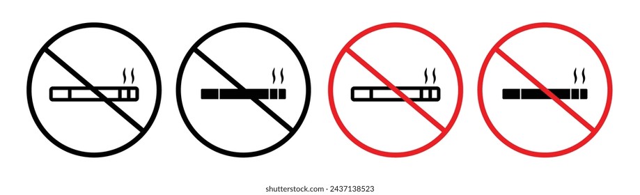 Tobacco Prohibition Line Icon. Smoking Refusal and Nicotine Restrict icon in outline and solid flat style.