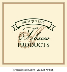 Tobacco shop vintage logo template with hand drawn elements. Vector illustration in sketch style