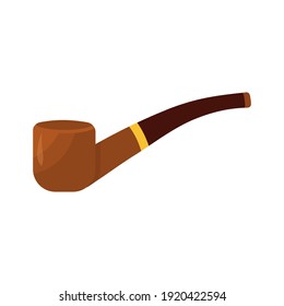 Tobacco Smoking Pipe isolated on white background. Vintage gentleman attribute in flat style. Vector cartoon icon.