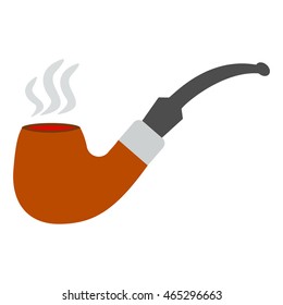 Tobacco smoking pipe. Vector. Classic hipster smoke pipe in flat style. Vector illustration isolated on white background