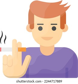 Tobacco and Soil Contamination vector color icon design, Environmental pollution symbol, Chemical Biological contamination sign, Pollutant stock illustration, Man holding a Cigar and producing Smoke 