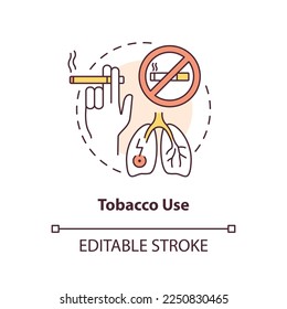 Tobacco use concept icon. Unhealthy habit. Chronic disease risk factor abstract idea thin line illustration. Isolated outline drawing. Editable stroke. Arial, Myriad Pro-Bold fonts used