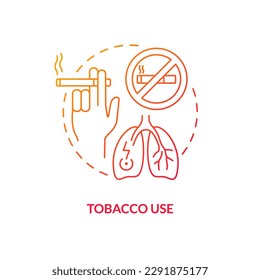 Tobacco use red gradient concept icon. Unhealthy and harmful habit. Chronic disease risk factor abstract idea thin line illustration. Isolated outline drawing. Myriad Pro-Bold font used