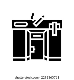 vector de icono de glifo de almacenamiento tabacconista. cartel de la tienda de tobacconismo. ilustración de símbolo aislado