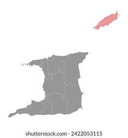 Tobago map, administrative division of Trinidad and Tobago. Vector illustration.