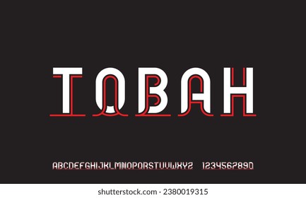 Fuente moderna y abstracta de tecnología digital TOBAH. Tipo de letra creativa del logotipo, tecnología, película, digital, música, película. Fuentes e ilustración en formato vectorial. Fuente de lujo.