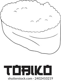 Tobiko Egg Fish Sushi Variant Black and White Vector Line Art Illustration