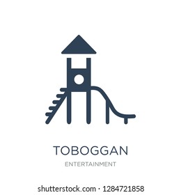 Toboggan Icon Vector On White Background, Toboggan Trendy Filled Icons From Entertainment Collection, Toboggan Vector Illustration