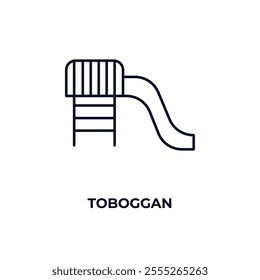 toboggan outline icon. Linear vector from entertainment concept. Thin line toboggan icon isolated on white background